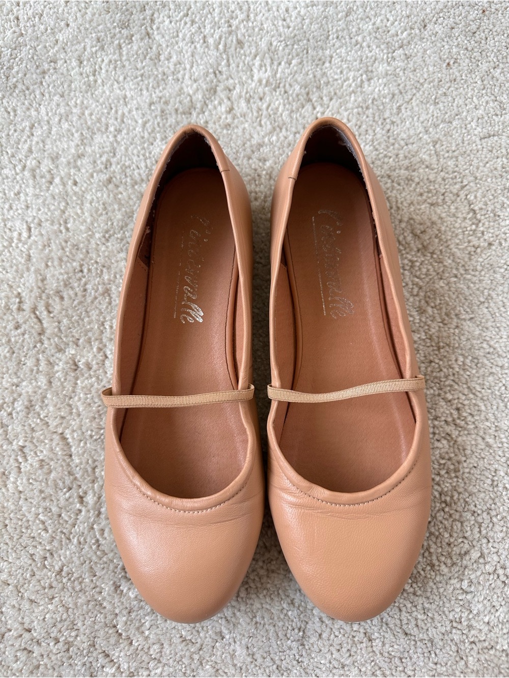 L'INTERVALLE Tan Leather Mary Jane Ballet Flats